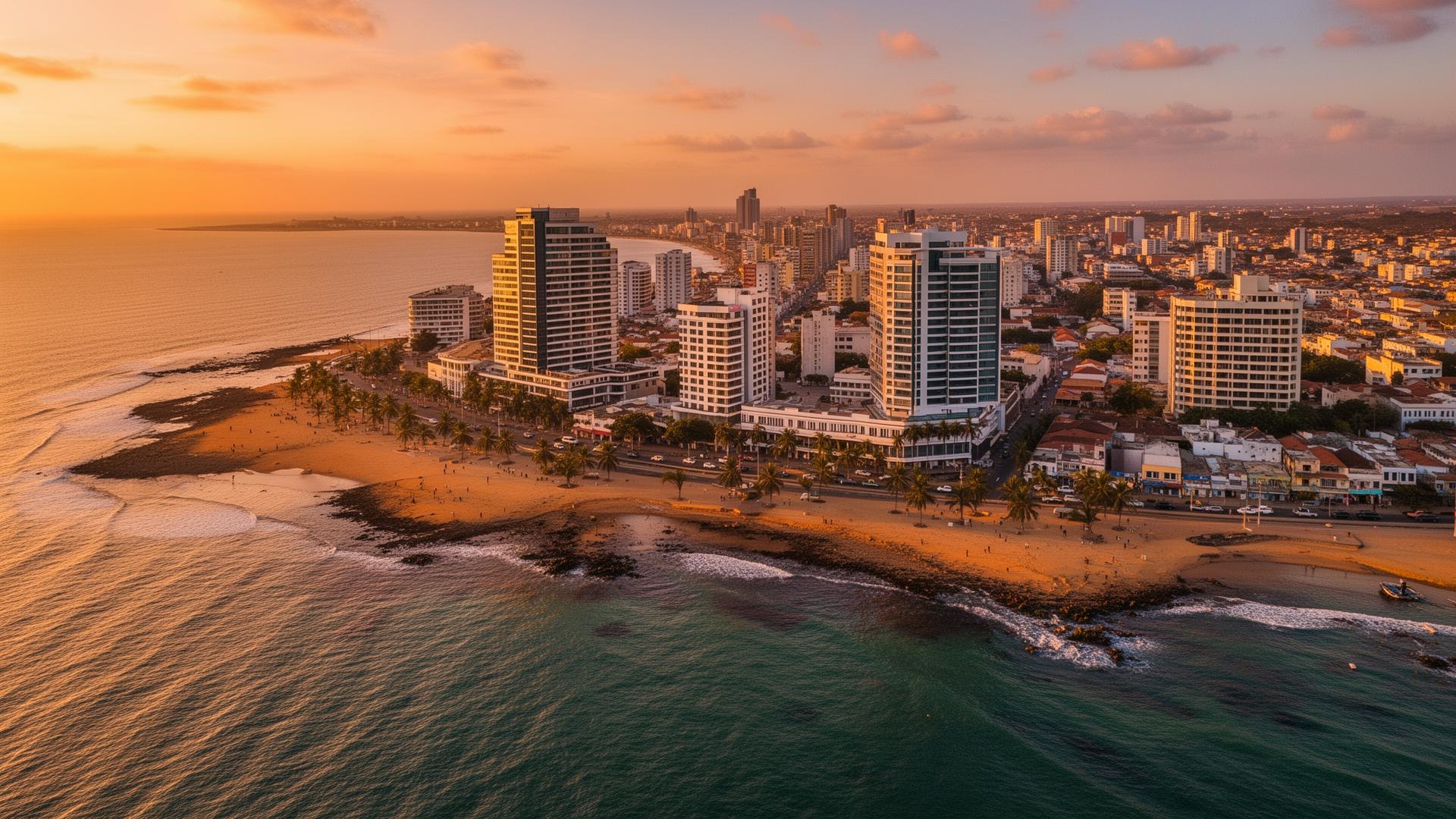 Maputo skyline at sunset